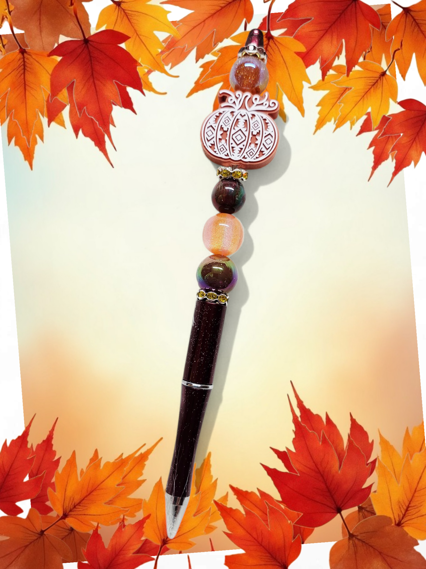 Beaded Pen "Fall Pumpkin"